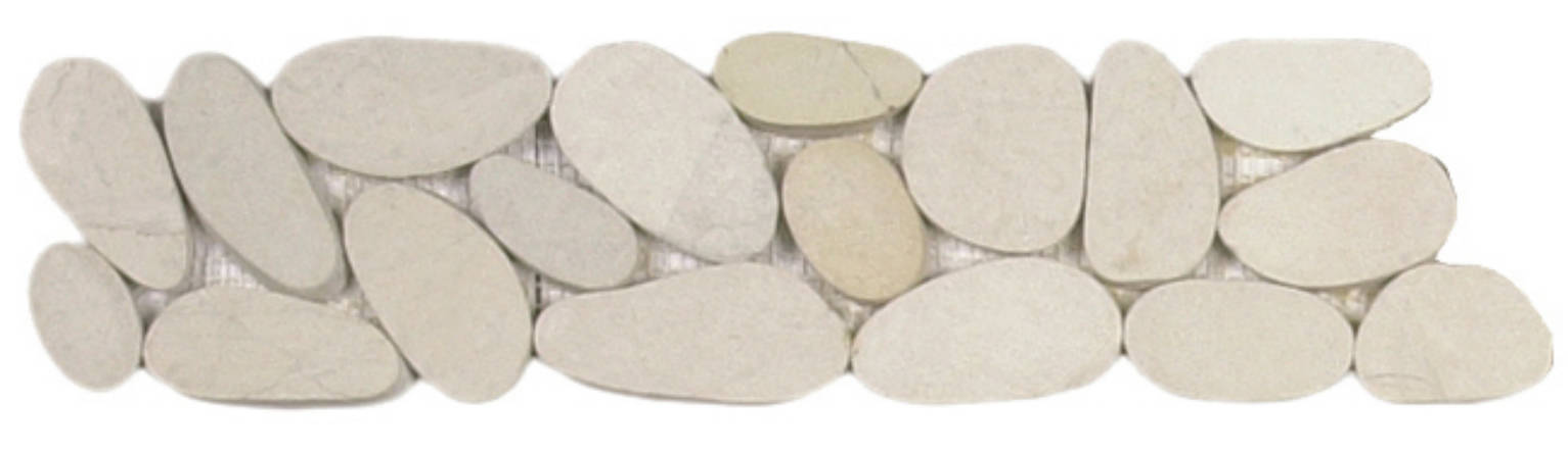 White Xl Sliced Matte Pebble Interlocking Border | Quality Carpet Inc.