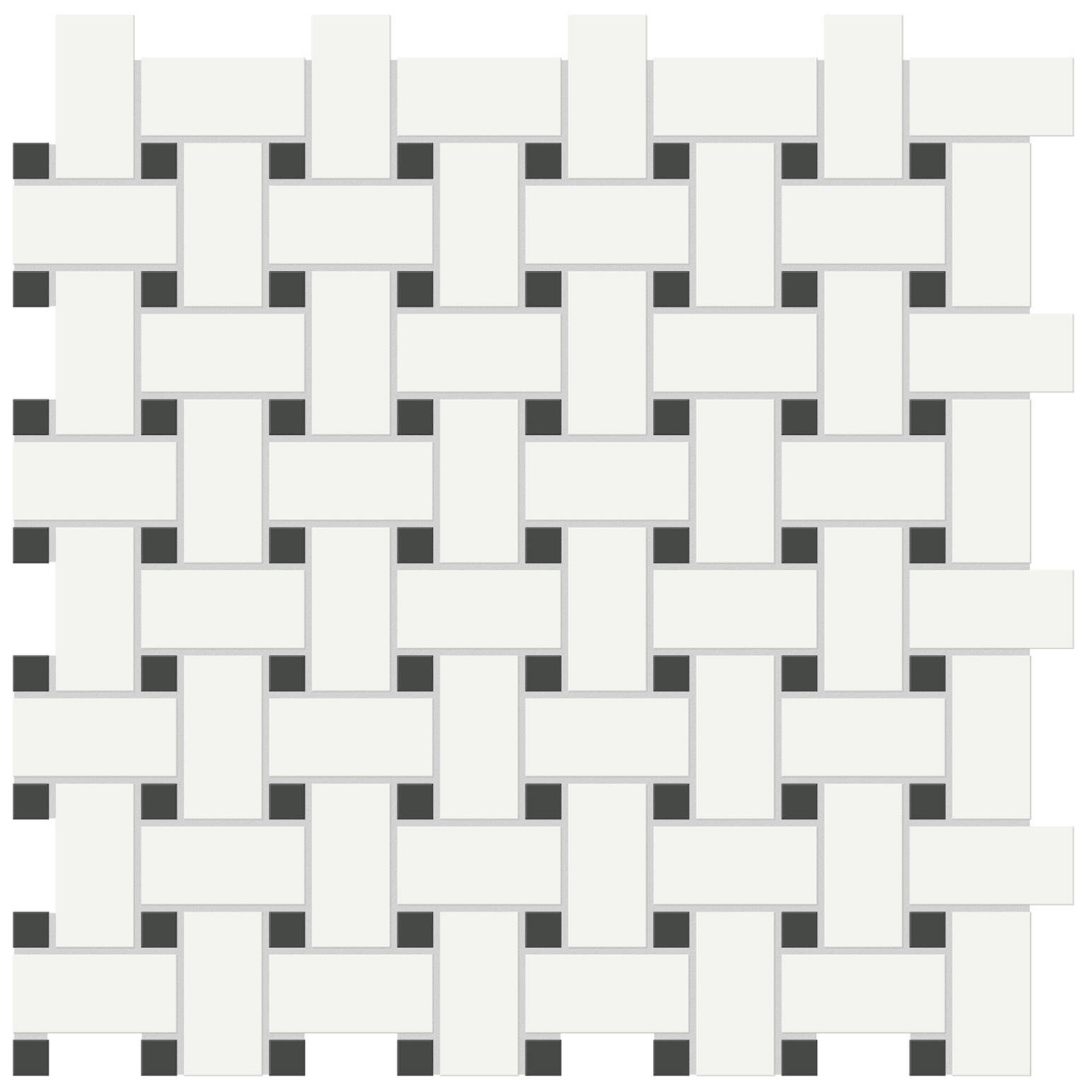 White w/Retro Black Matte Basketweave Mosaic | Quality Carpet Inc.