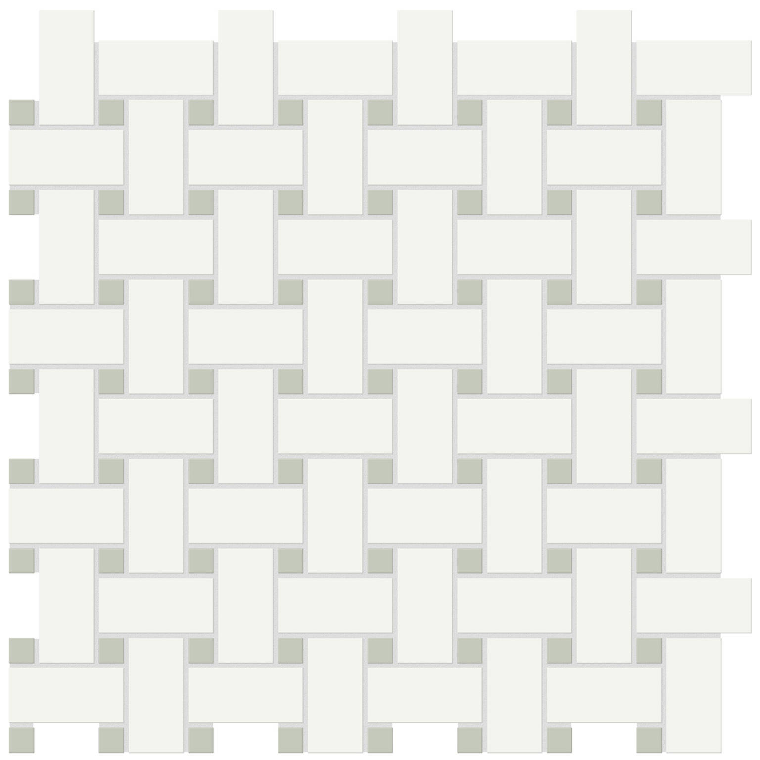 White w/Soft Sage Matte Basketweave Mosaic | Quality Carpet Inc.
