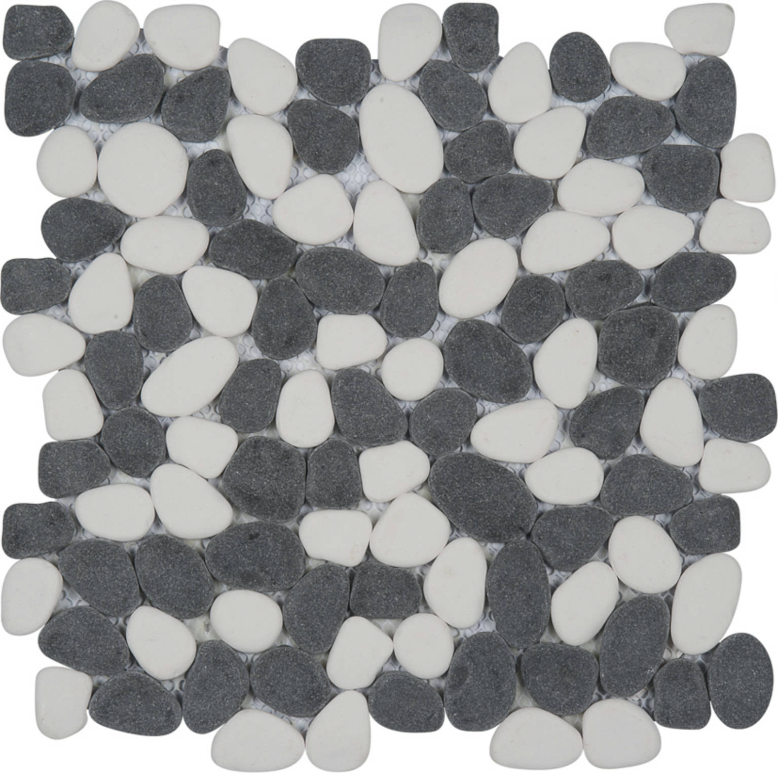 White&Black Reconstituted Pebble Interlocking Mosaic | Quality Carpet Inc.