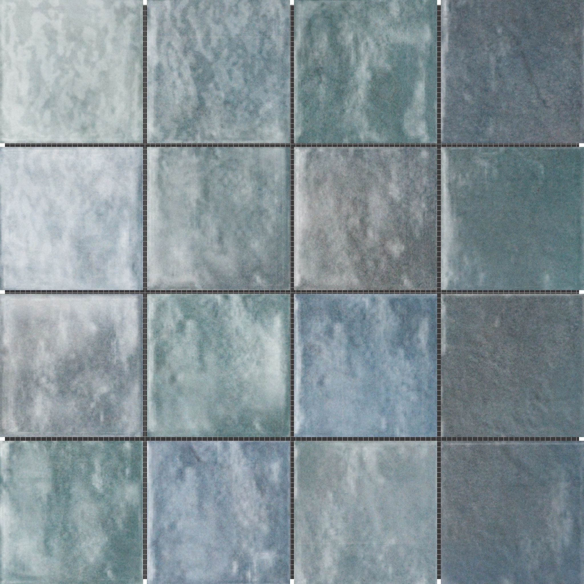 Zellige Glazed Ceramic Soft Blue Mix 3